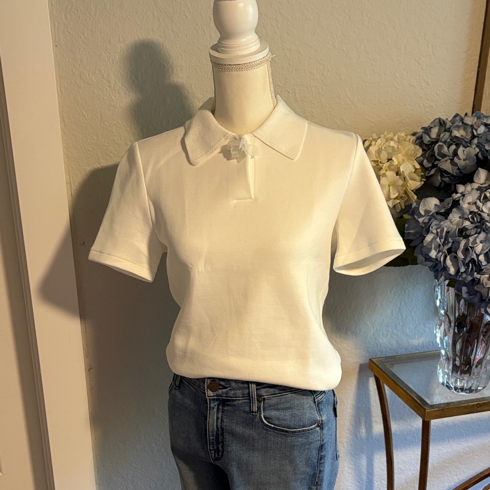 White  Zara polo with collared neck line size small